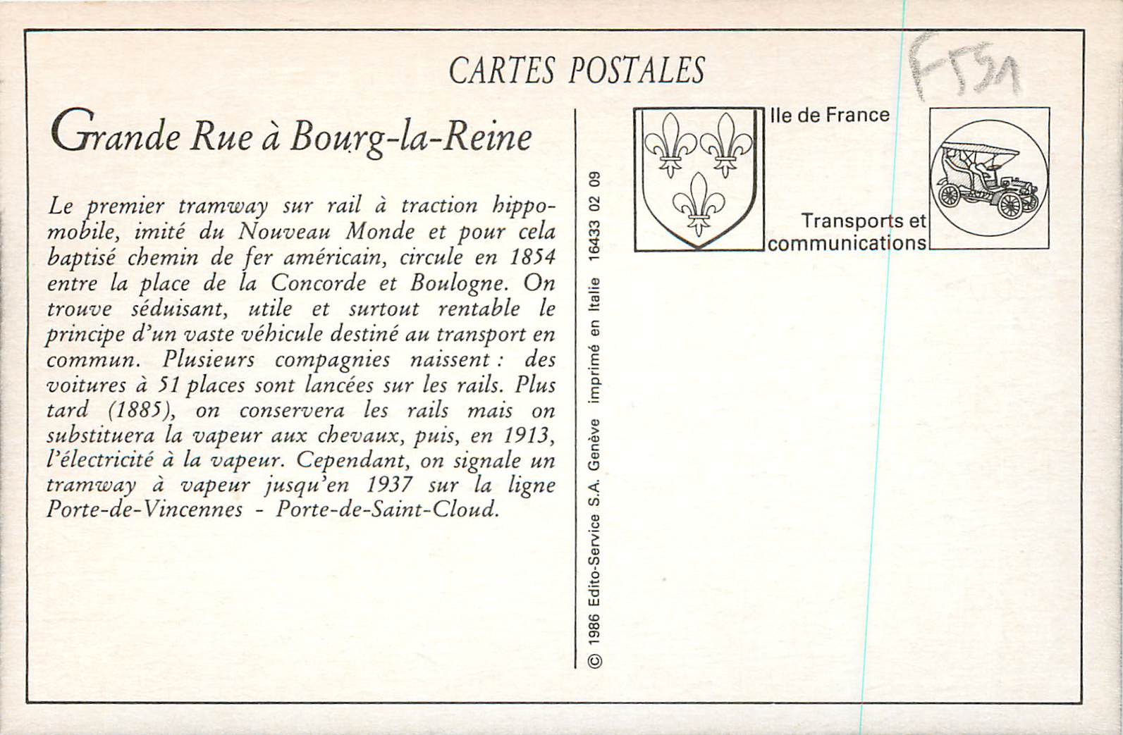 REPRO Bourg la Reine Grande Rue Tramway — Rückseite
