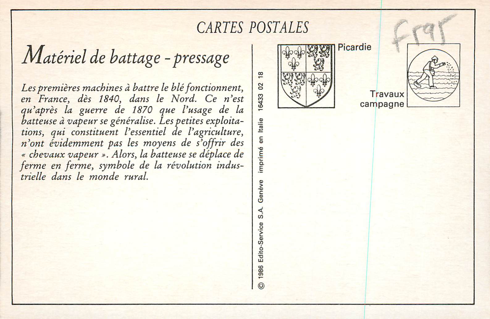 Matériel de battage - Pressage - Système Albaret — Société Anonyme des Établissements ALBARET, à RANTIGNY (Oise) — Rückseite
