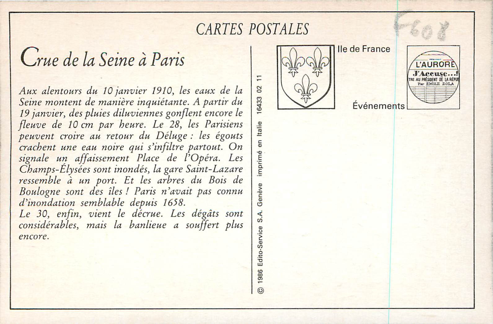 REPRO Paris la Crue de la Seine — Rückseite
