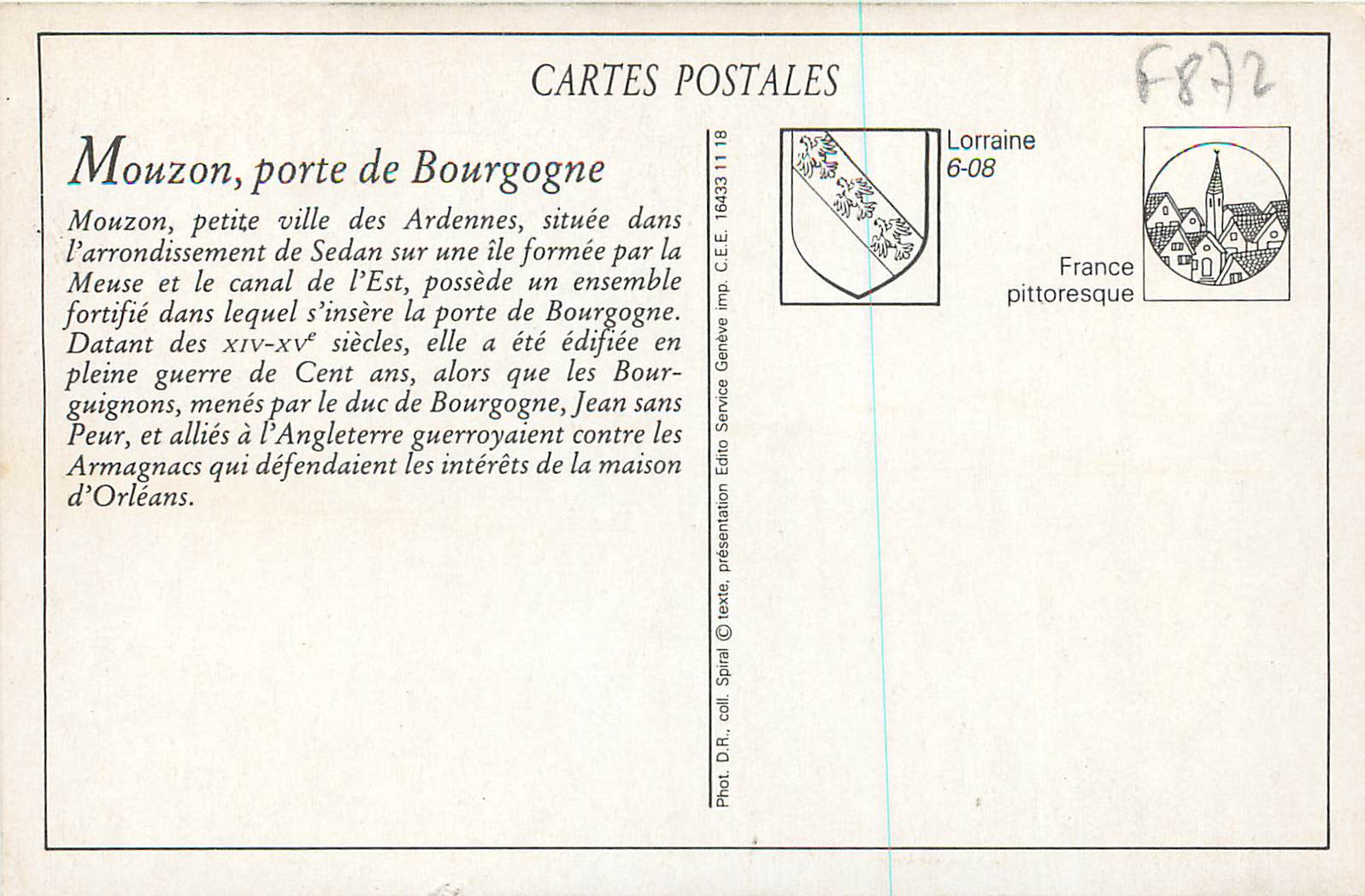 Mouzon - Tor von Burgund — Charpentier-Richard, Verlag, Mézières-Charleville — Rückseite