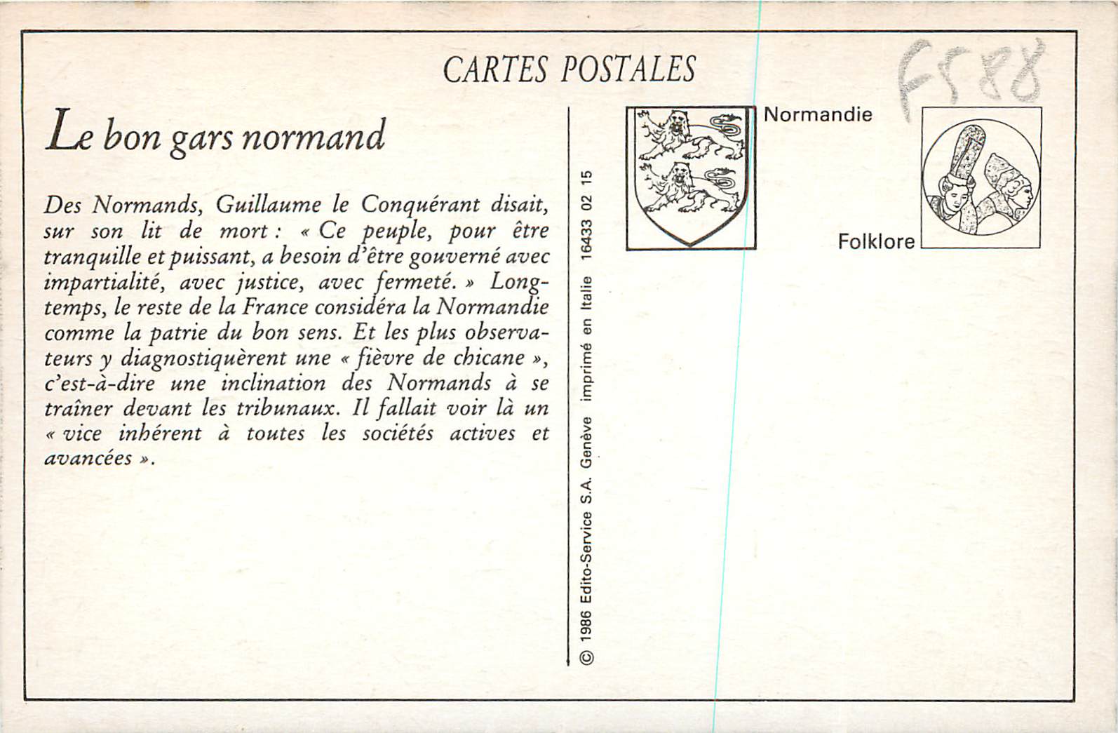 REPRO la Normandie le Bon Gars Normand — Rückseite