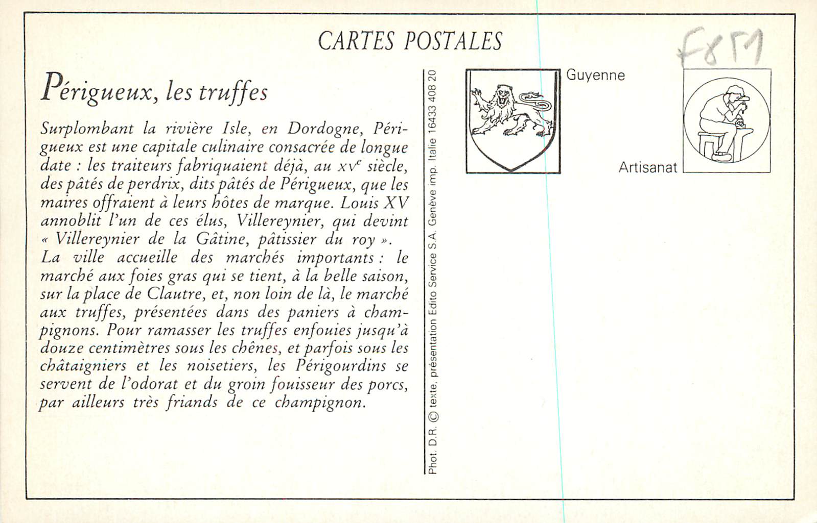 Périgueux — Zwei Périgords auf Trüffelsuche — Nouvelles Galeries, Périgueux — Rückseite
