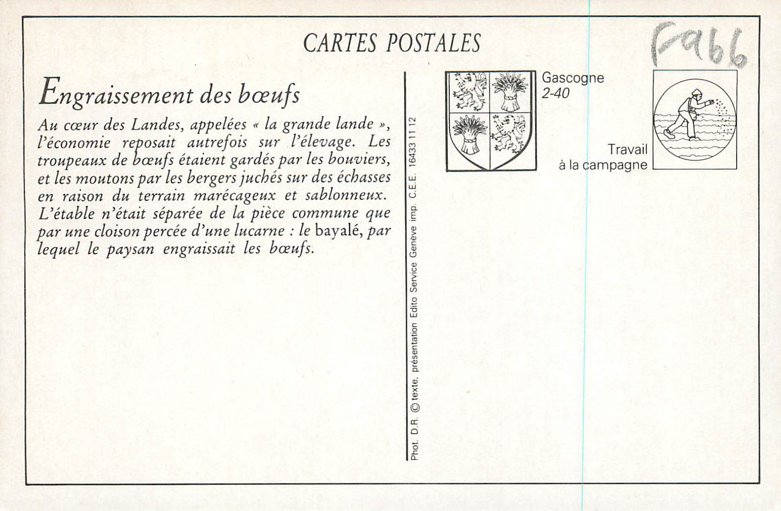 REPRO Interieur dans les Landes Engraissement des Boeufs — Rückseite