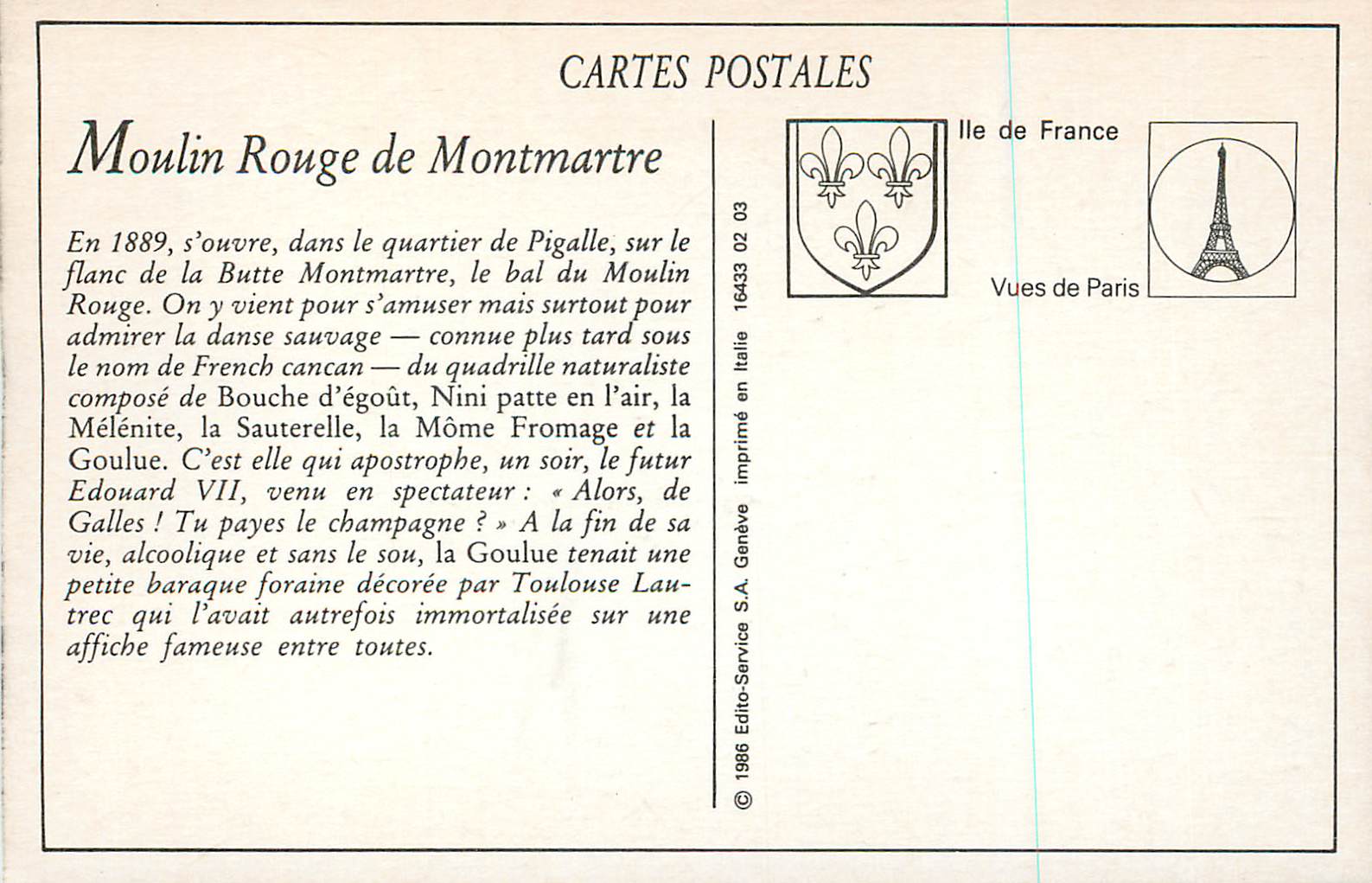 CPA Montmartre le Moulin Rouge — Rückseite