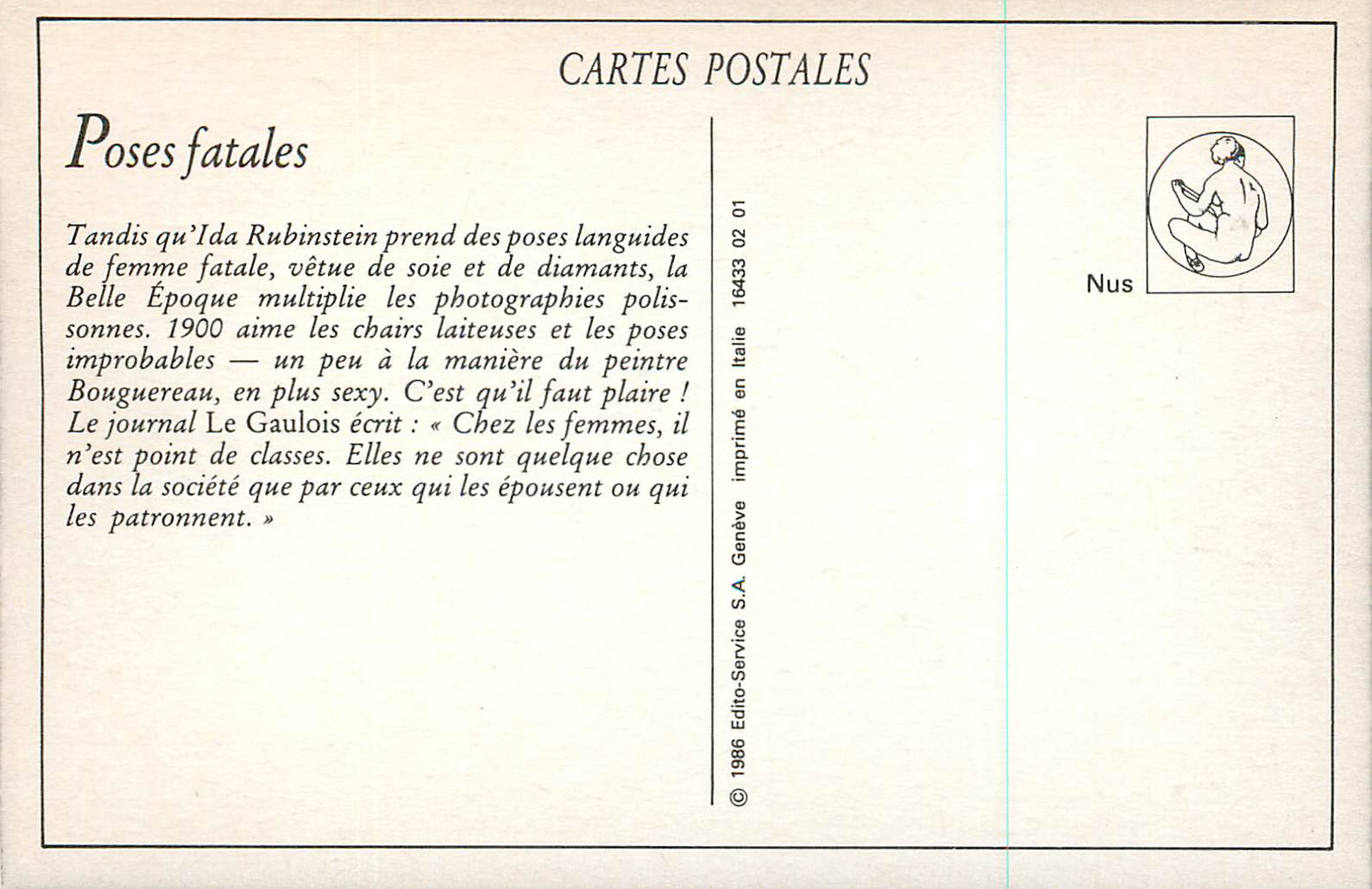 Nus — Poses fatales — Edito-Service S.A. Genève — Reverso