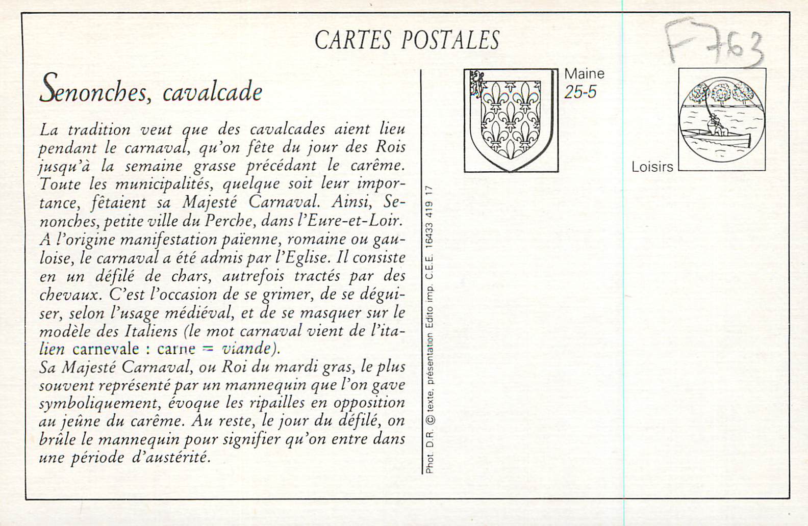 Cavalcade de Senonches — 10 Mars 1907 — Char de la musique — Rückseite