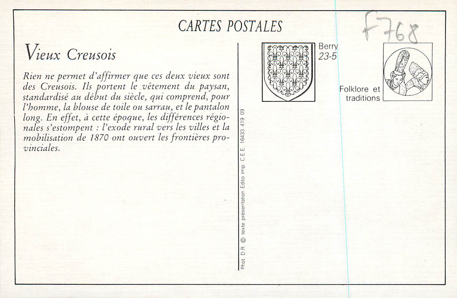 CPA Nos Bons Vieux Creusois Apres le Marche — Rückseite