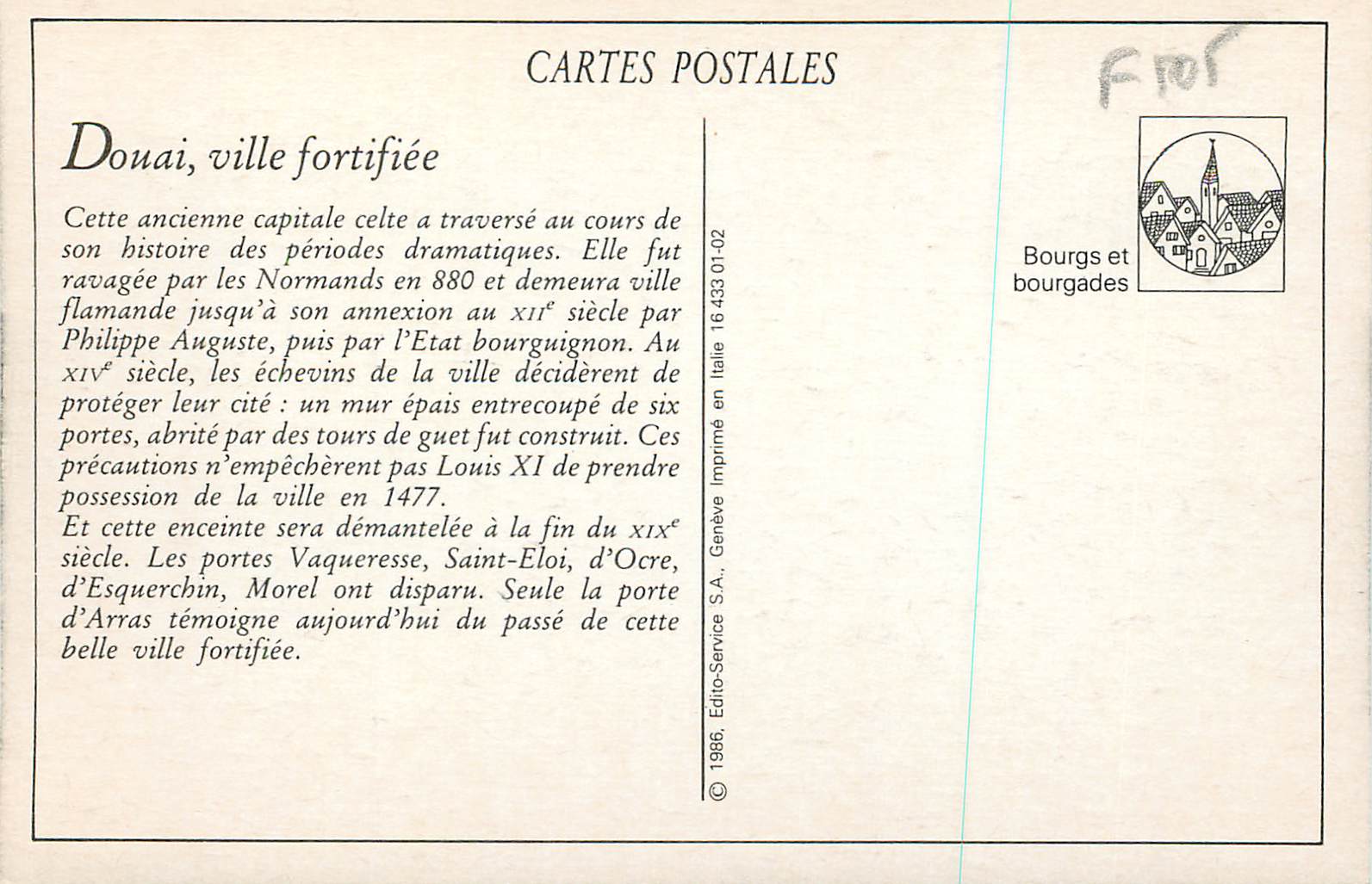 REPRO Douai Porte d'Arras Voiture a chiens — Rückseite