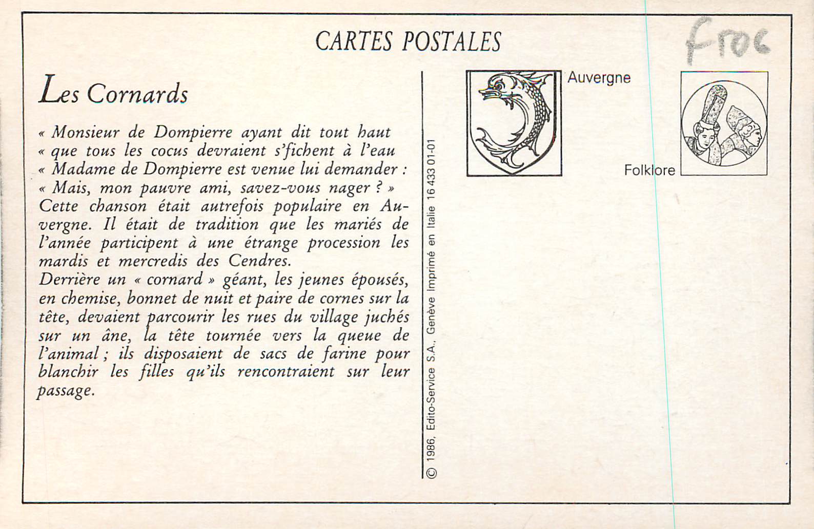 REPRO Auvergne les Cornards — Rückseite