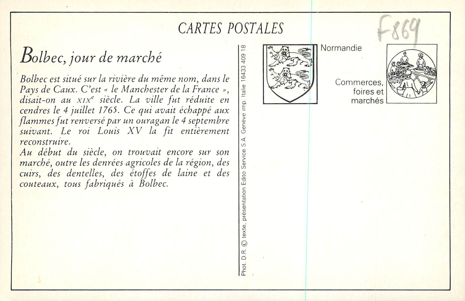 REPRO Bolbec (Seine Inf) Jour de Marche — Rückseite
