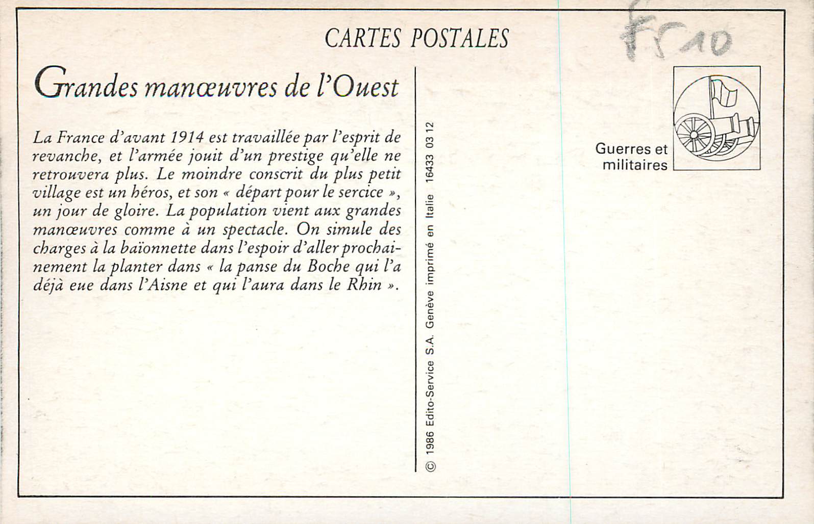 REPRO Grandes Manoeuvres de l'Ouest Velo Cycle Halte d'une avant-garde de cyclistes Militaria — Rückseite