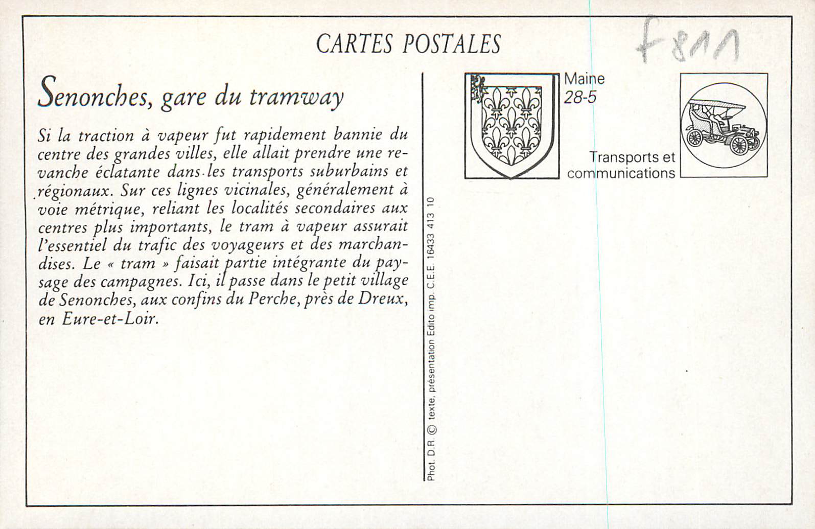 REPRO Senonches Gare du Tramway Train — Verso