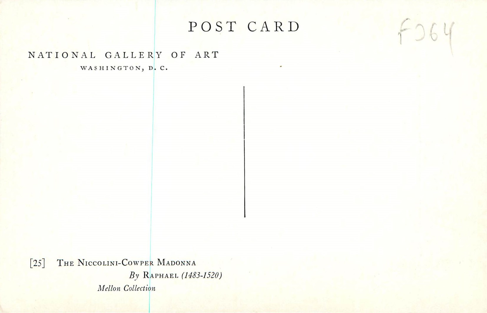 CPA Washington DC National Gallery of Art — Verso