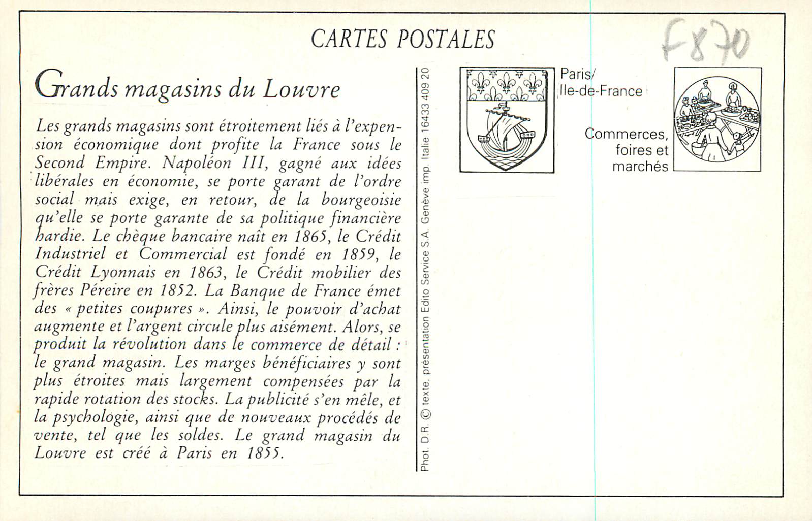 REPRO Paris Grand Magasin du Louvre — Rückseite