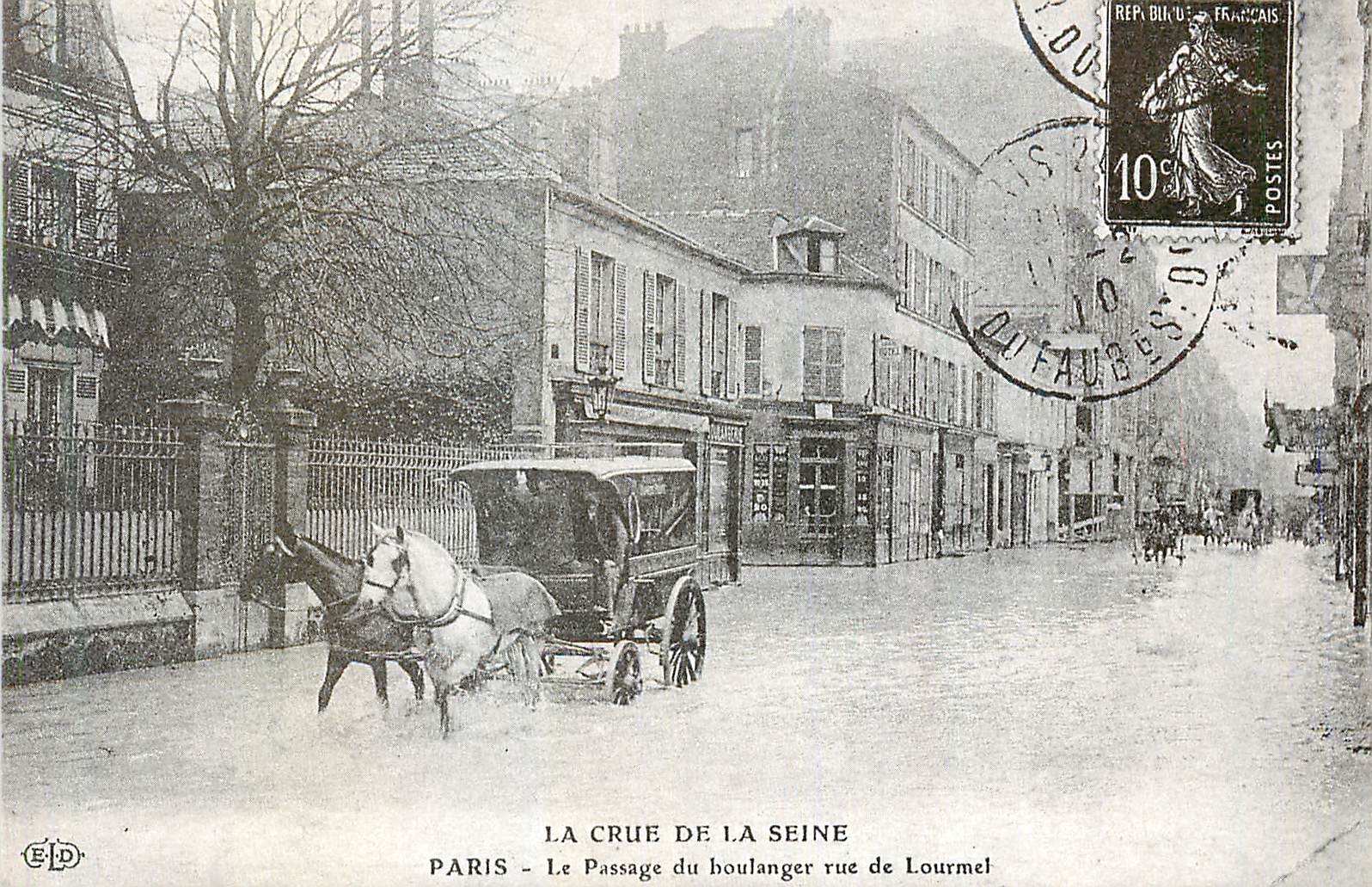 REPRO Paris La Crue de la Seine Le Passage du Boulanger rue de Lourmel