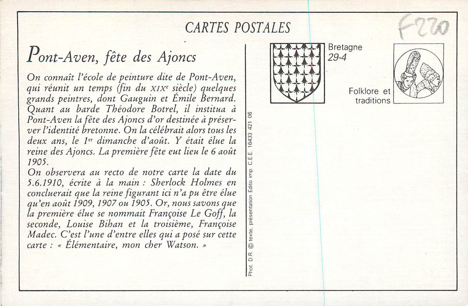 REPRO Pont Aven Fete des Ajoncs — Rückseite