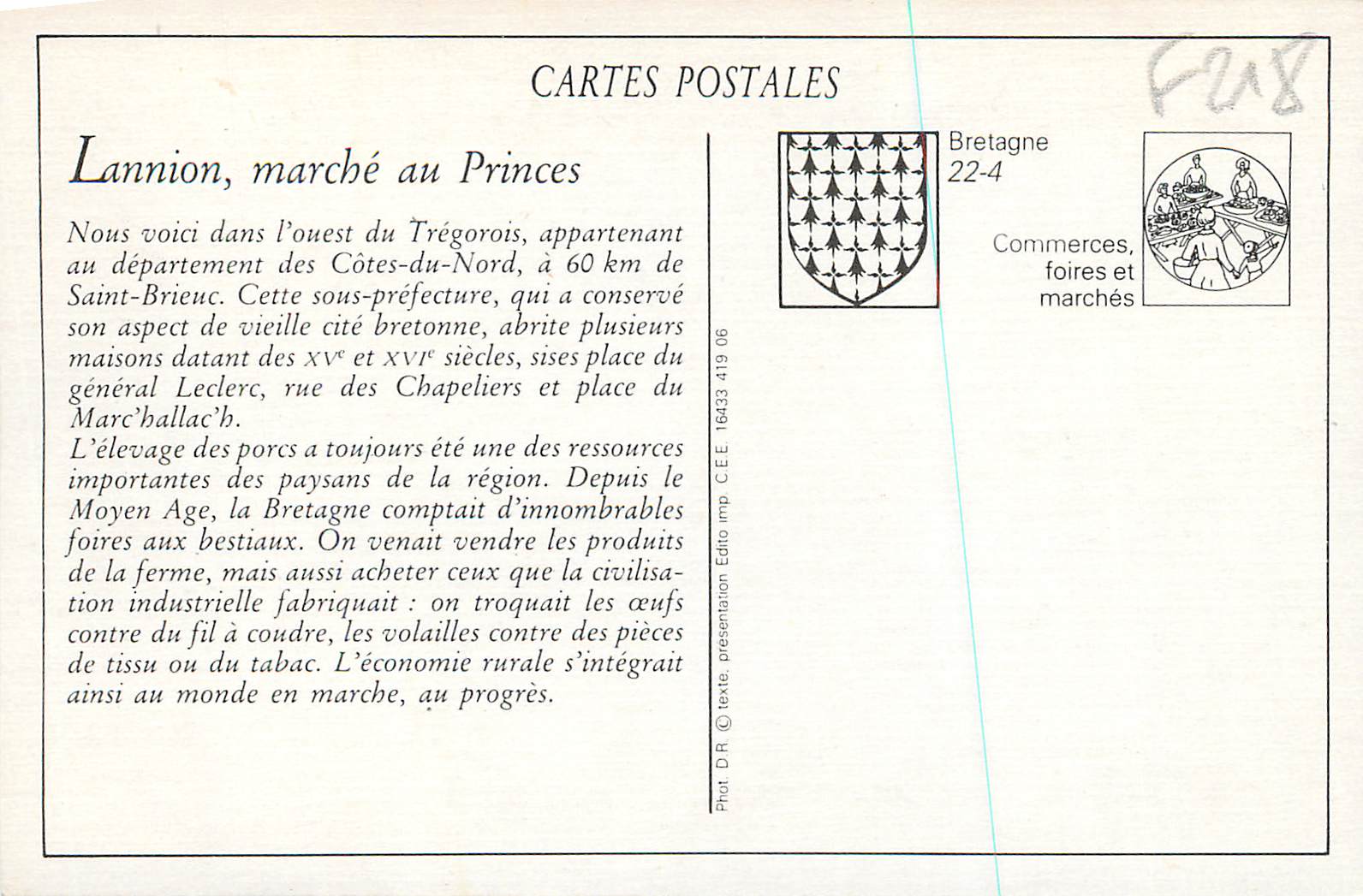REPRO Nannilon Toute la Bretagne Le Marche aux Princes Porc Cochon — Rückseite