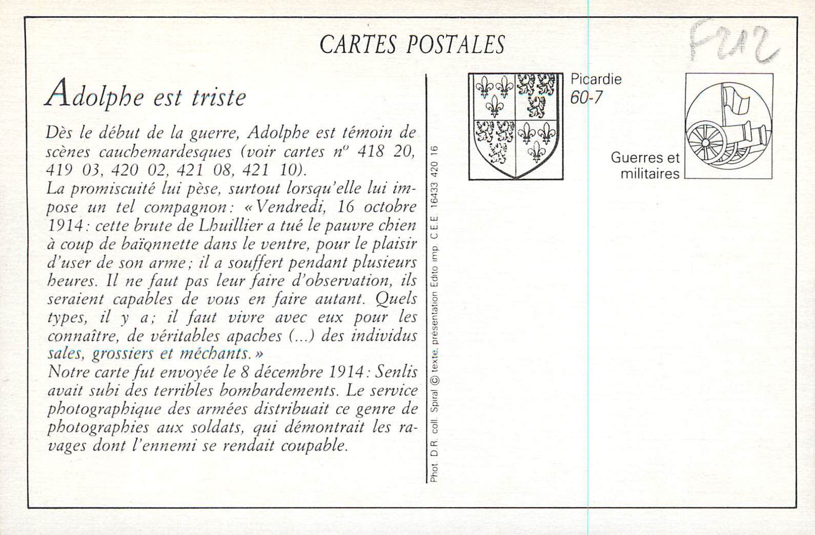 Senlis — Palais de Justice incendié par les Allemands — série 19 — édition Picardie — Achterkant