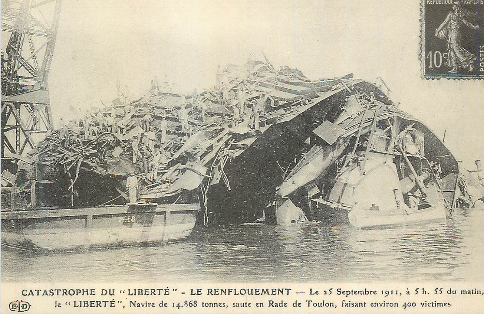 REPRO Le Renflouement Catastrophe du Liberte le 25 Septembre 1911