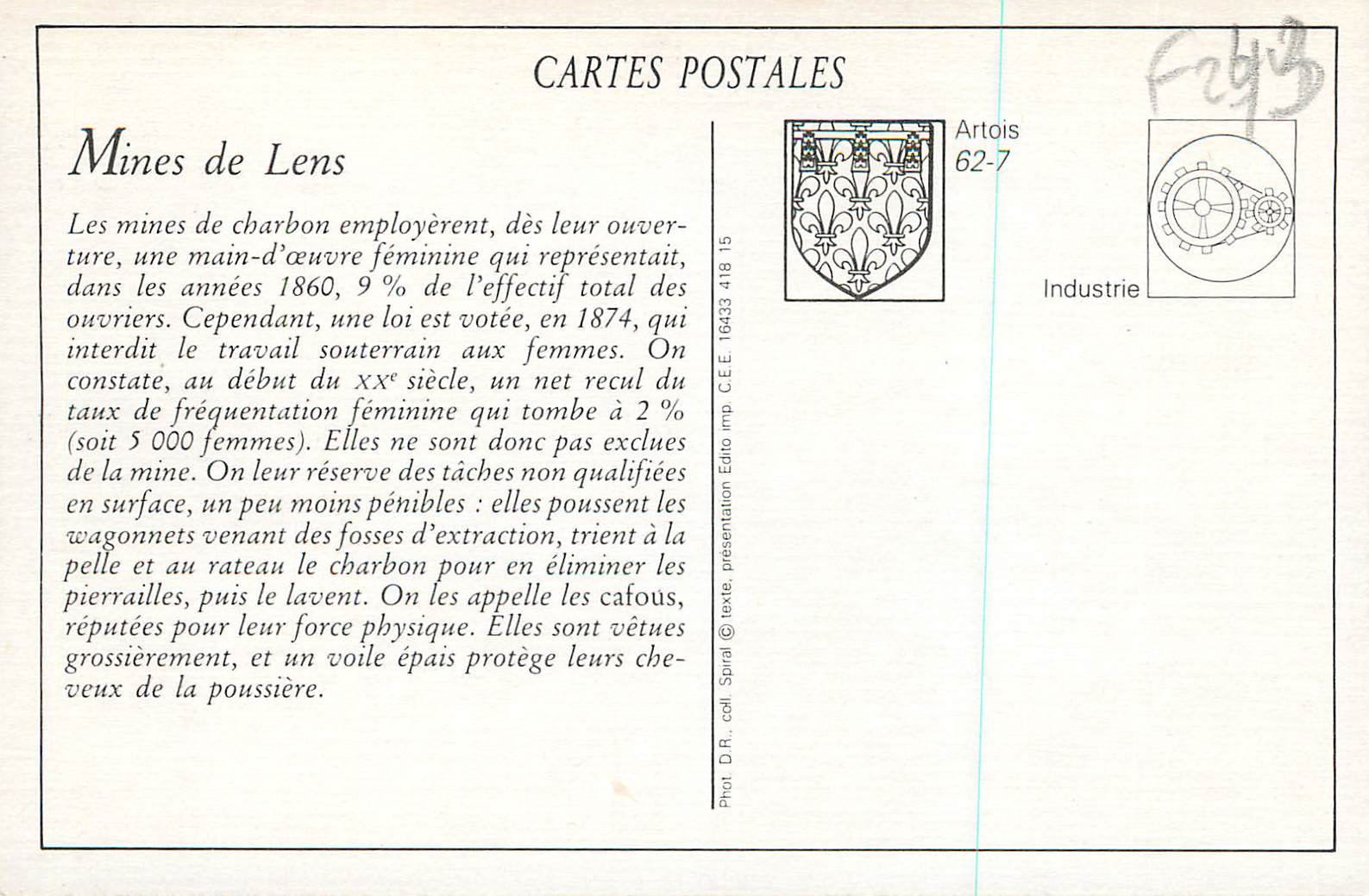 REPRO Mines de Lens Fosse Triage et Lavoirs — Rückseite