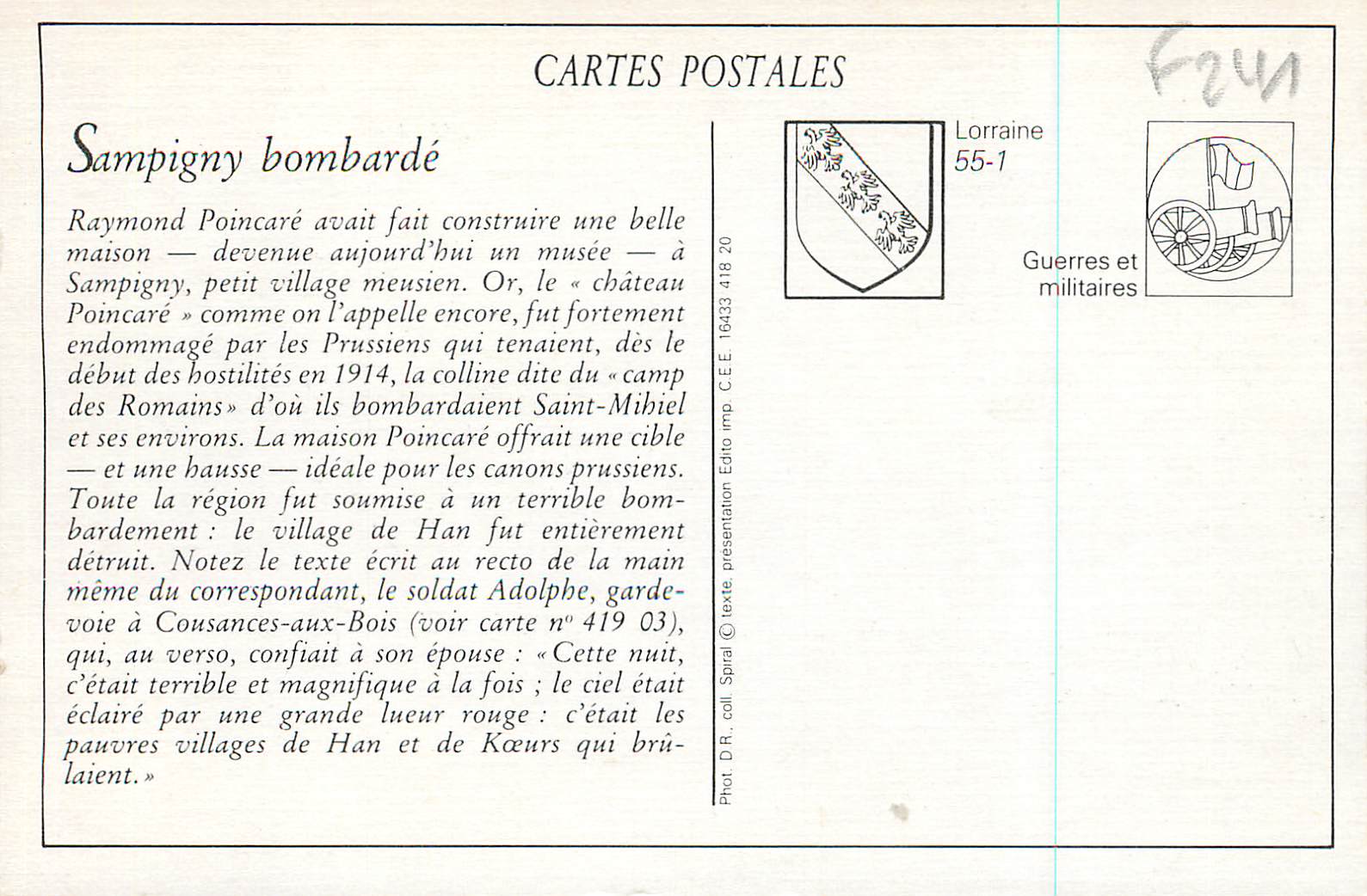 REPRO La Villa Bel Air Sampigny Bombarde — Rückseite