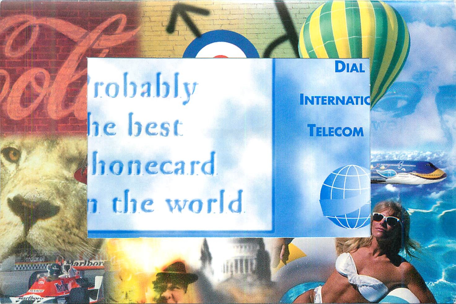 Carte Dial International Telecom Voiture de course Mongolfiere Coca Cola Coca-Cola