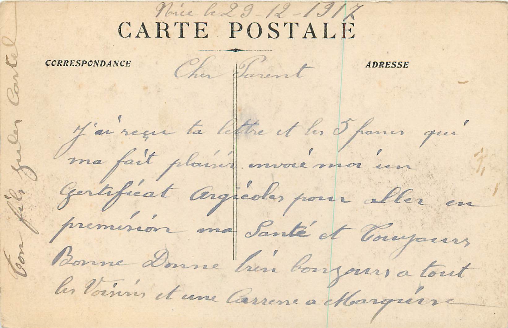 CPA Nice Vue Generale — Verso