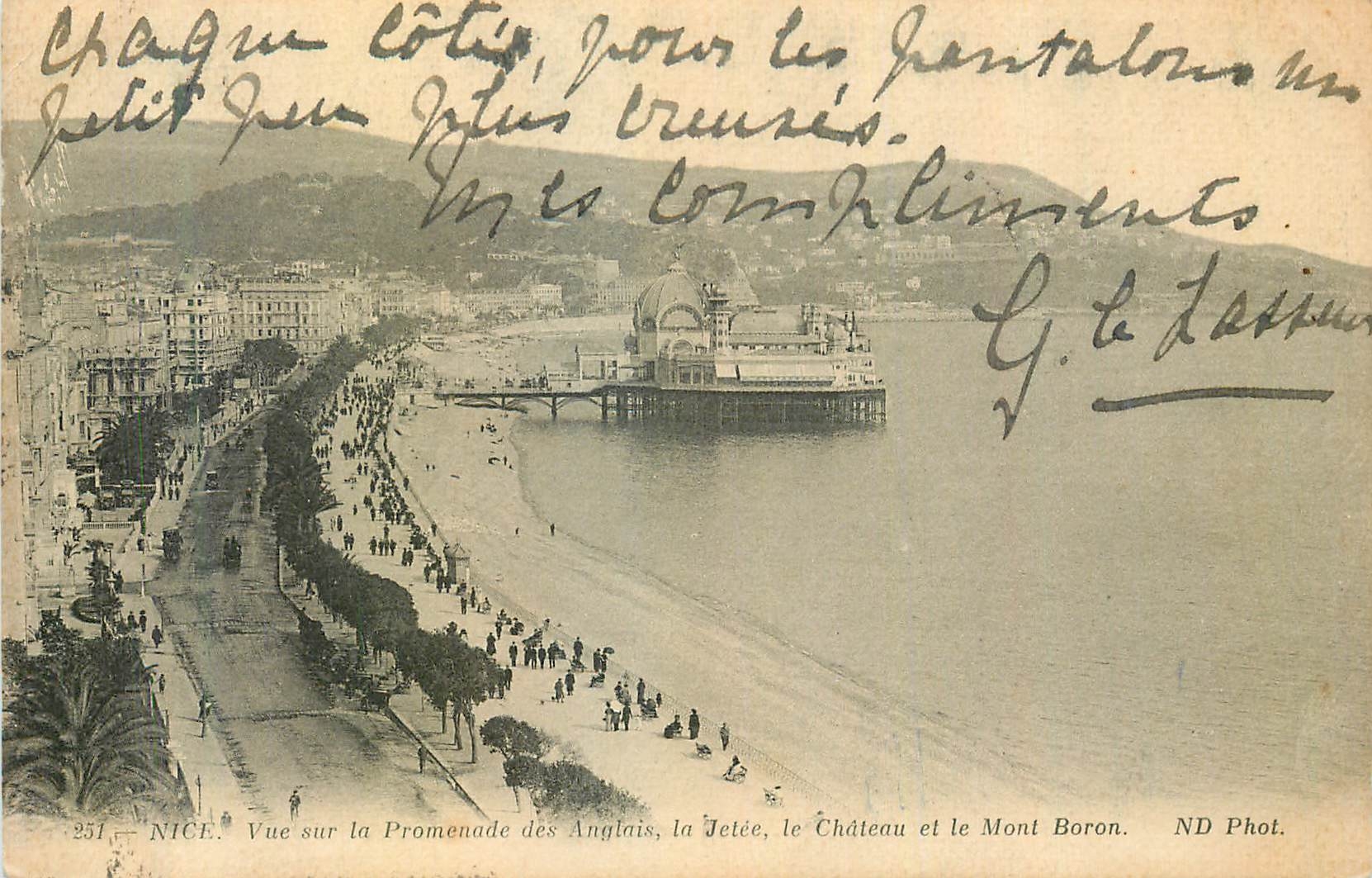 CPA Nice Vue sur la Promenade des Anglais La Jetee Le Chateau et le Mont Boron