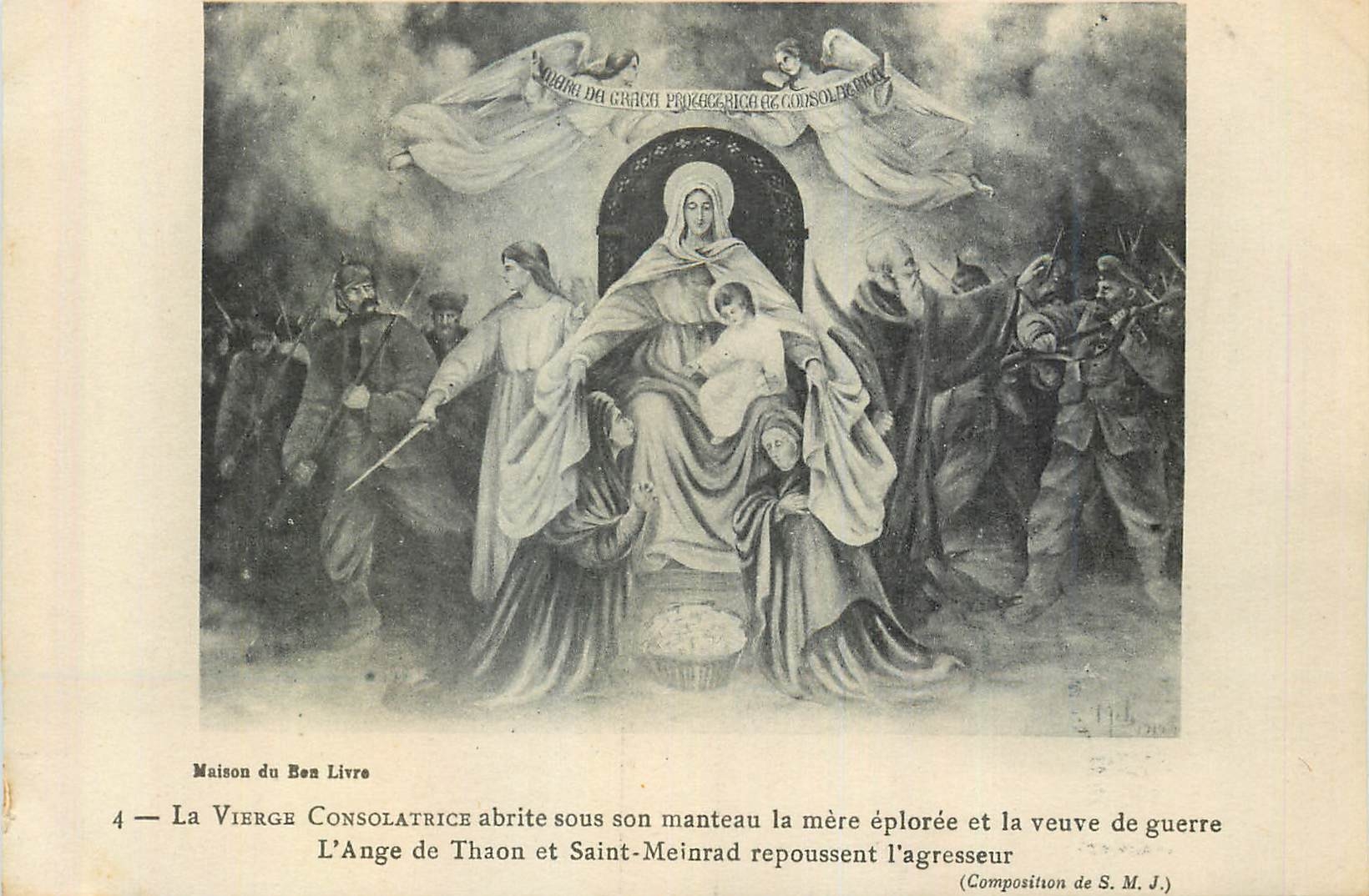 CPA La Vierge Consolatrice Abrite sous son Manteau la Mere Eploree et la Veuve de Guerre