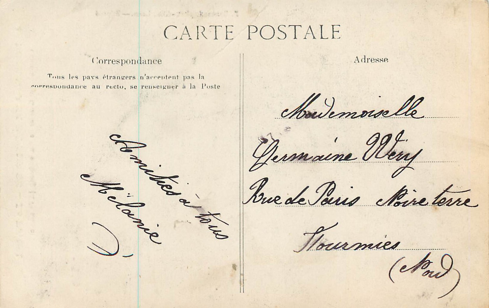 CPA Notre Dame de Liesse Le Portail — Rückseite