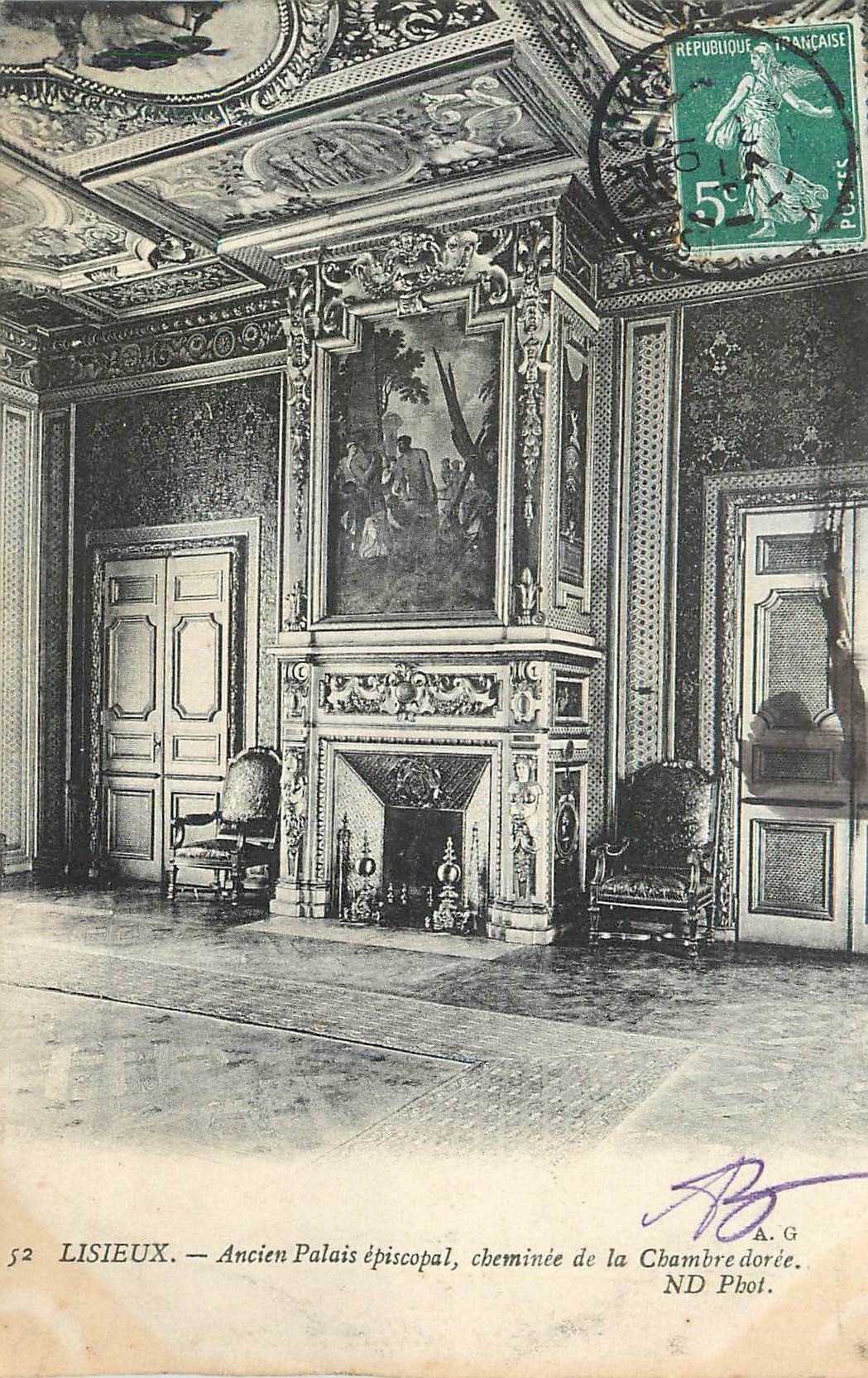 CPA Lisieux Ancien Palais Episcopal Cheminee de la Chambre Doree