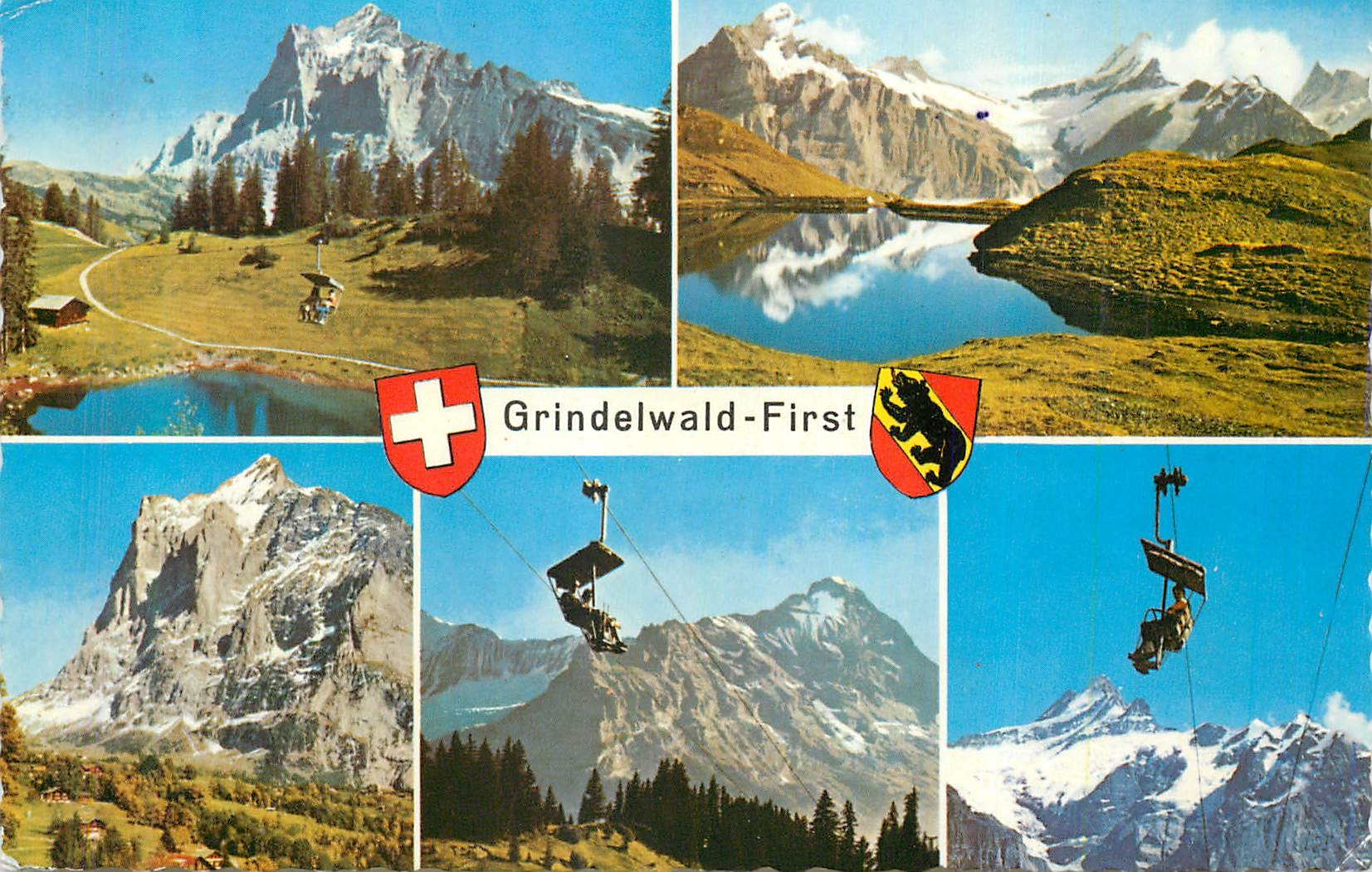 Grindelwald-First — montagnes, lac et téléphérique — 3408 Photoglob-Wehrli AG, Zürich - Recto