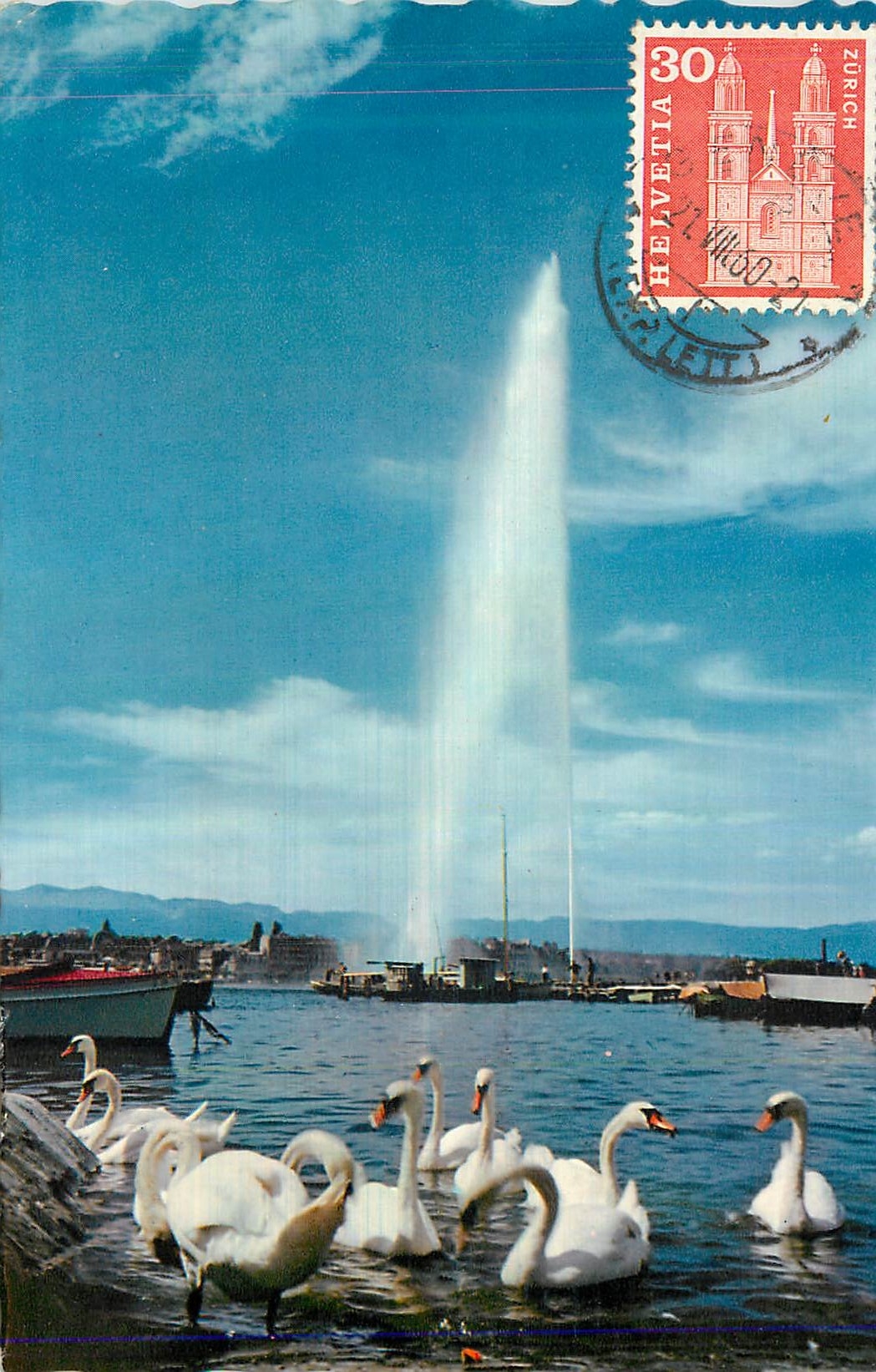 CPM Geneve Le Jet d'Eau (120 m) et les Cygnes
