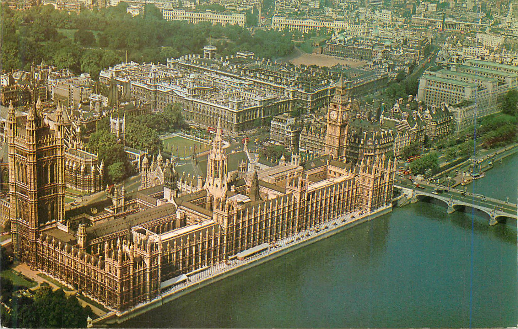 Houses of Parliament, Big Ben, Westminster Abbey and Whitehall — Londres — Natural Colour Series, n°1326