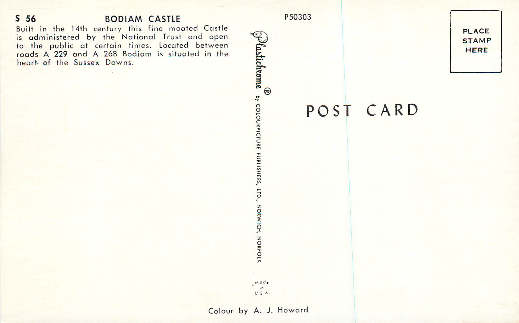 CPM Bodiam Castle of the Sussex Downs — Rückseite