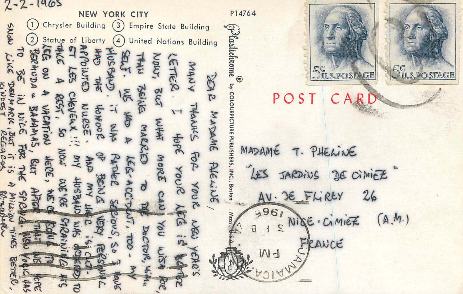 CPM Greetings from New York City — Rückseite