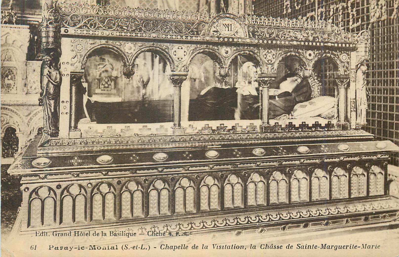 Paray-le-Monial — Chapelle de la Visitation, la Châsse de Sainte-Marguerite-Marie — Edit. Grand Hôtel de la Basilique, Cliché 8.F.A.