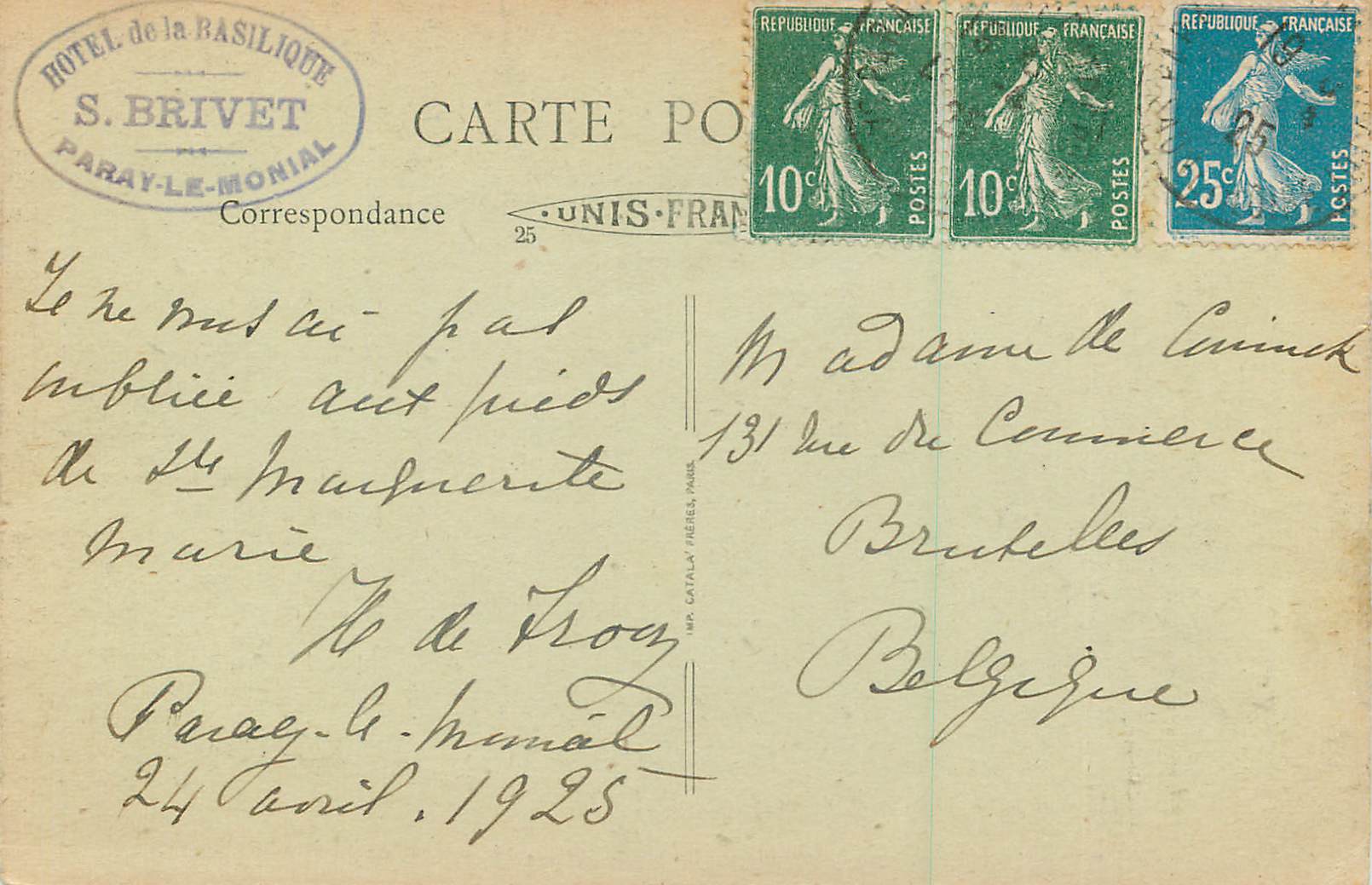 Paray-le-Monial — Chapelle de la Visitation, la Châsse de Sainte-Marguerite-Marie — Edit. Grand Hôtel de la Basilique, Cliché 8.F.A. — Reverso