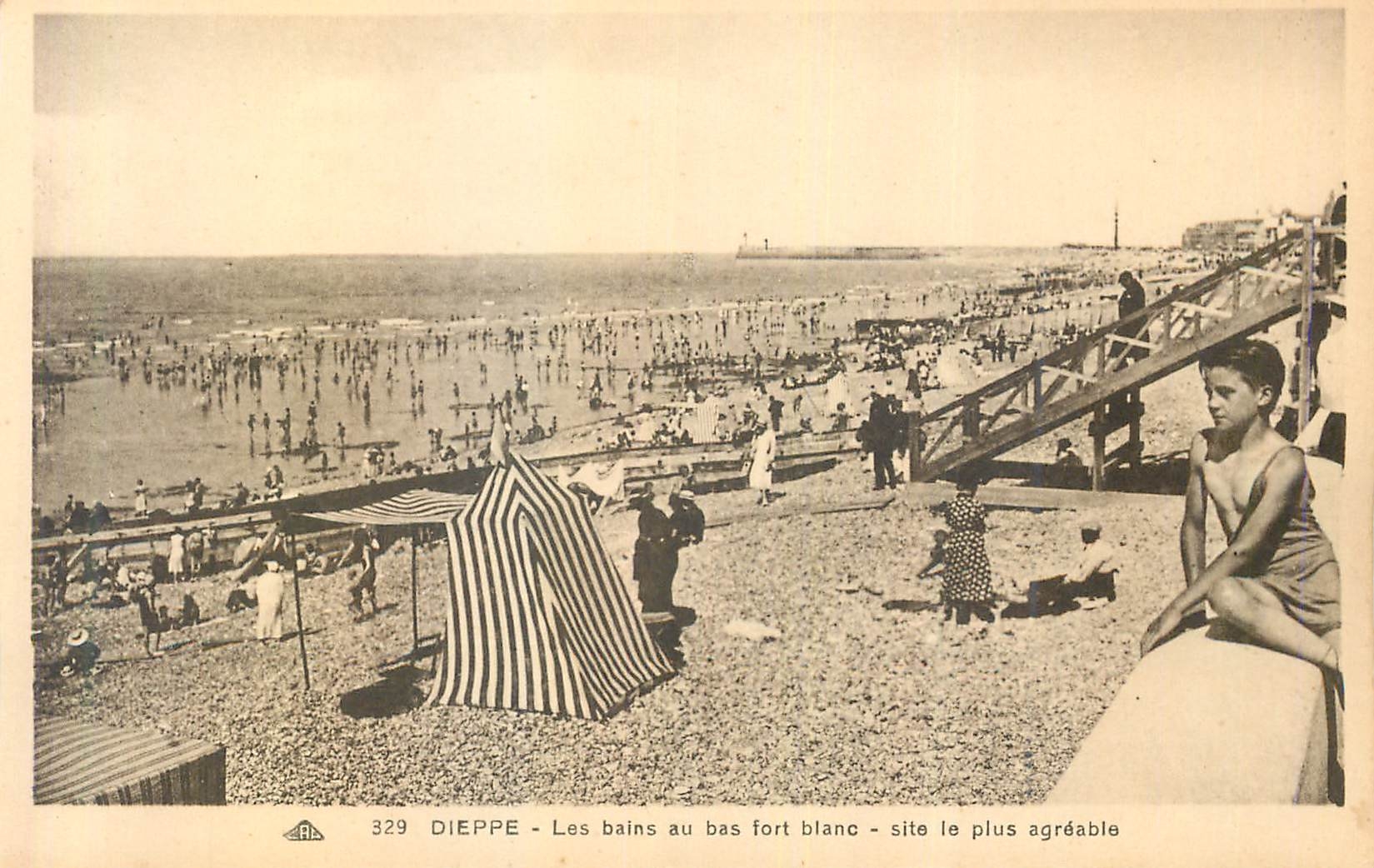 CPA Dieppe les Bains au Bas Fort Blanc Site le Plus Agreable