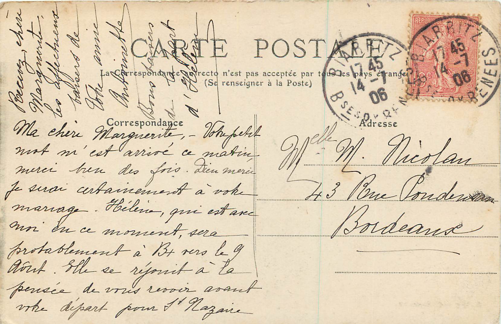 Biarritz - Un Coin de Plage à Marée basse — L. Hossé, Éditeur, n°23 — Rückseite