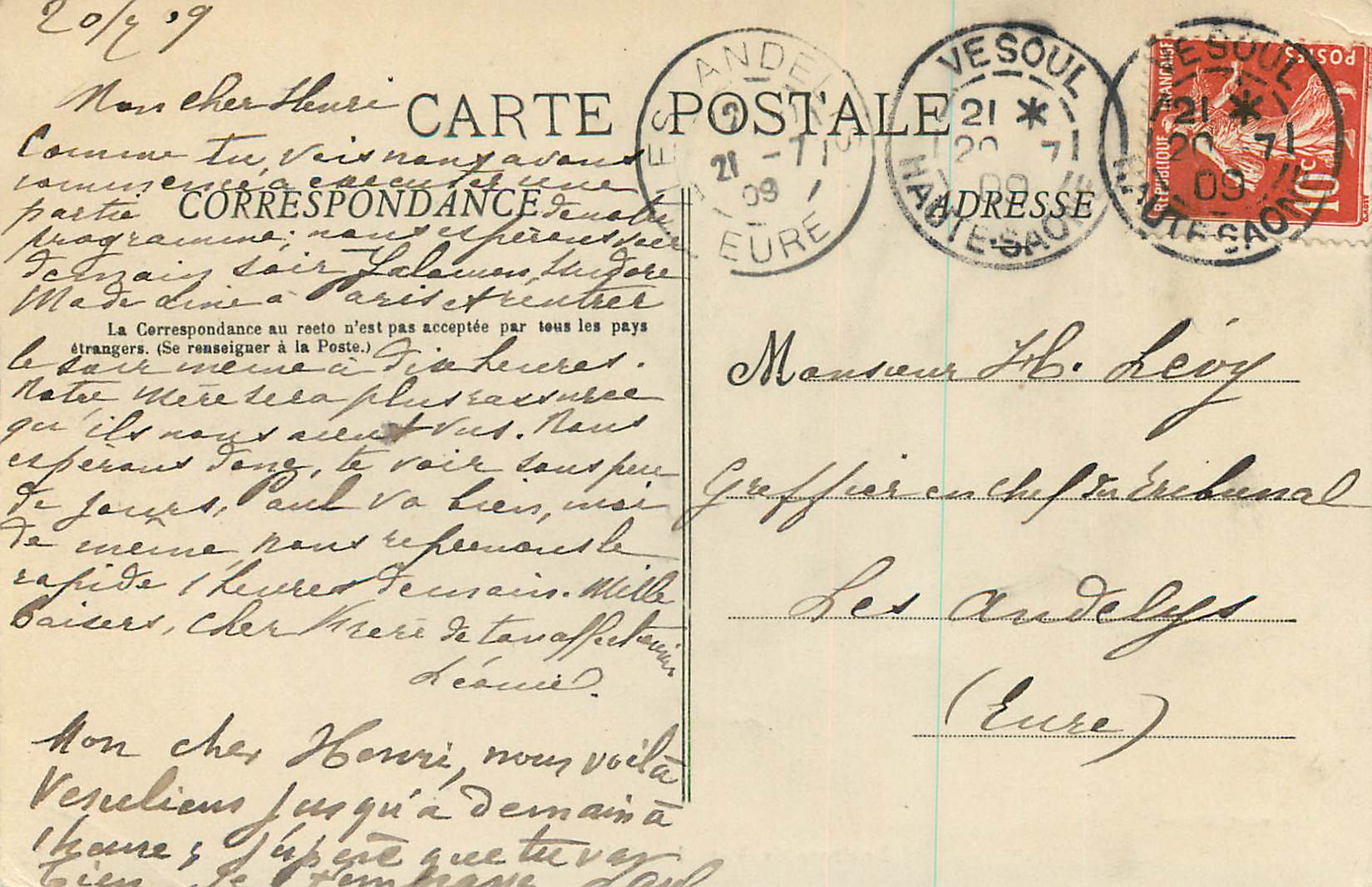 CPA Environs de Vesoul Sabot de Festey — Rückseite