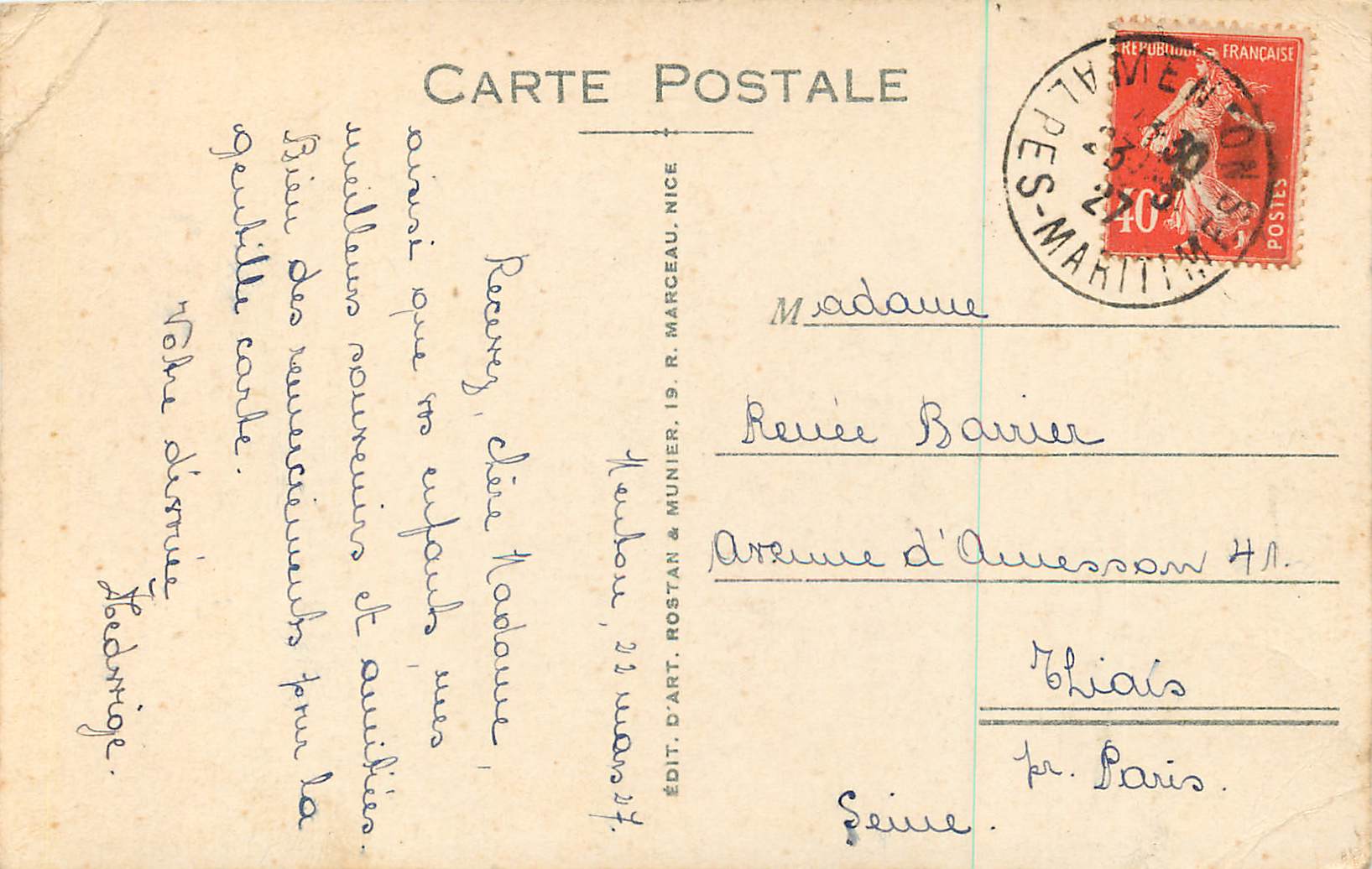 CPA Monte Carlo les Terrasses du Casino et le Rocher — Rückseite