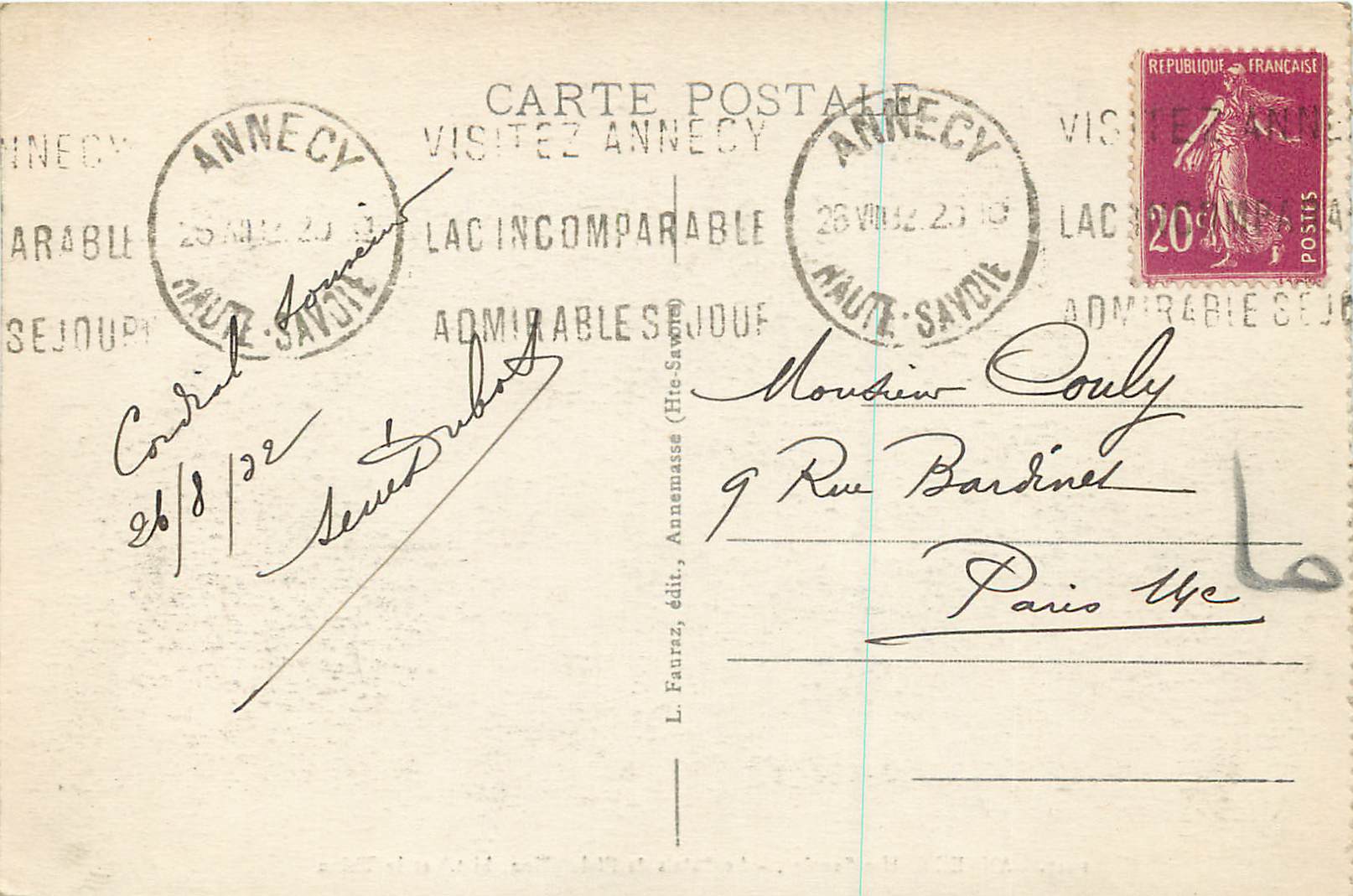 Annecy (Hte-Savoie) — Le Palais de l'Isle (Mon. hist.) et le Thiou — L. Fauraz, édit., n°1047 — Reverso