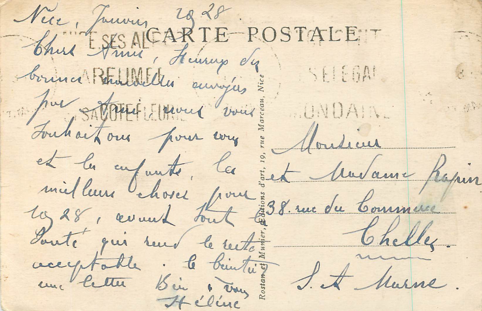 CPA Nice Hotel Ruhl et Promenade des Anglais — Verso