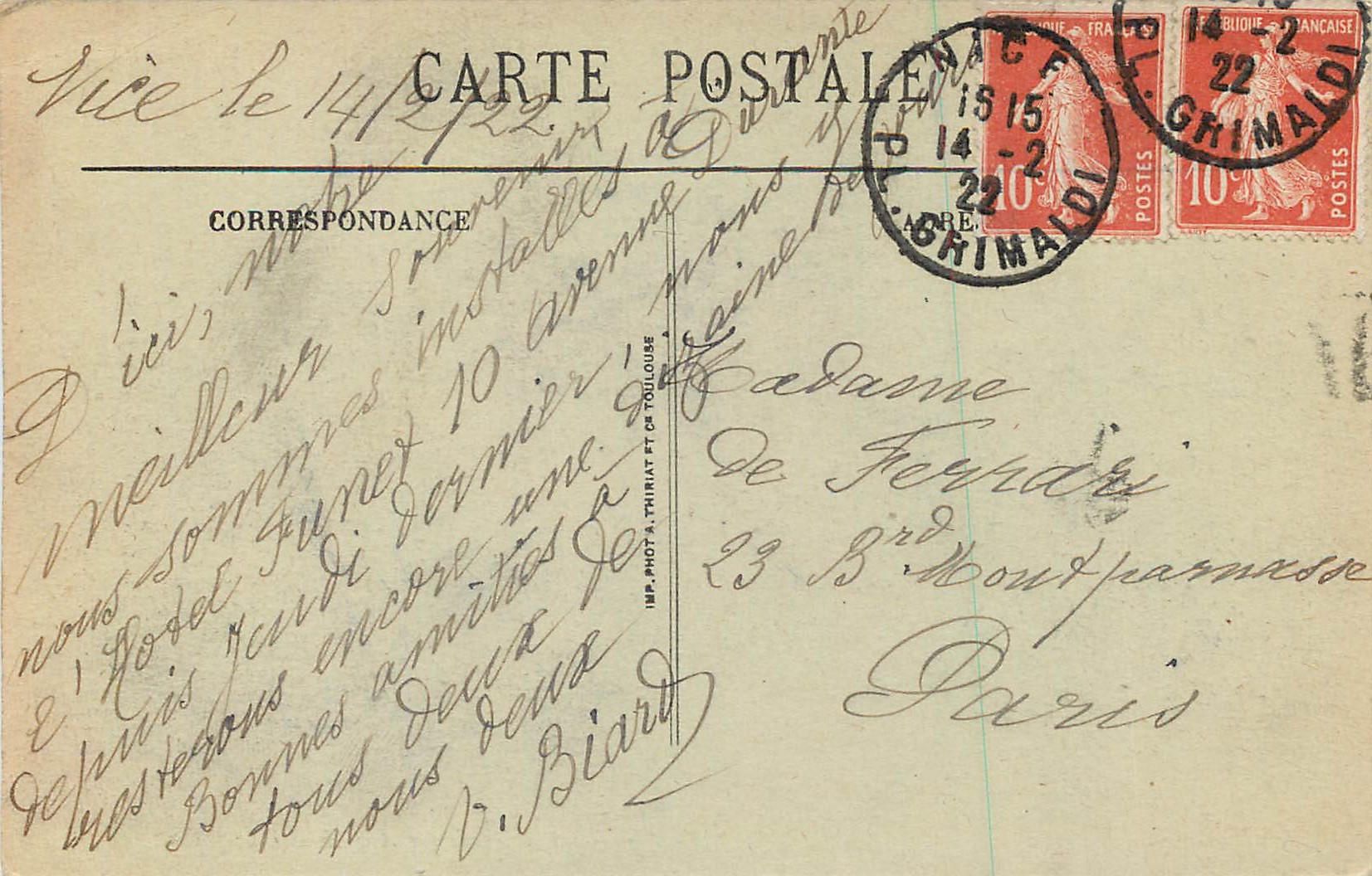 CPA Nice La Promenade des Anglais — Verso