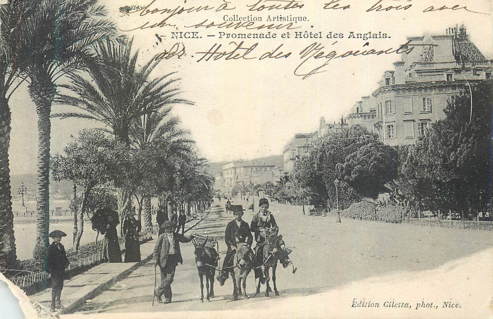 CPA Nice Promenade et Hotel des Anglais Ane Donkey