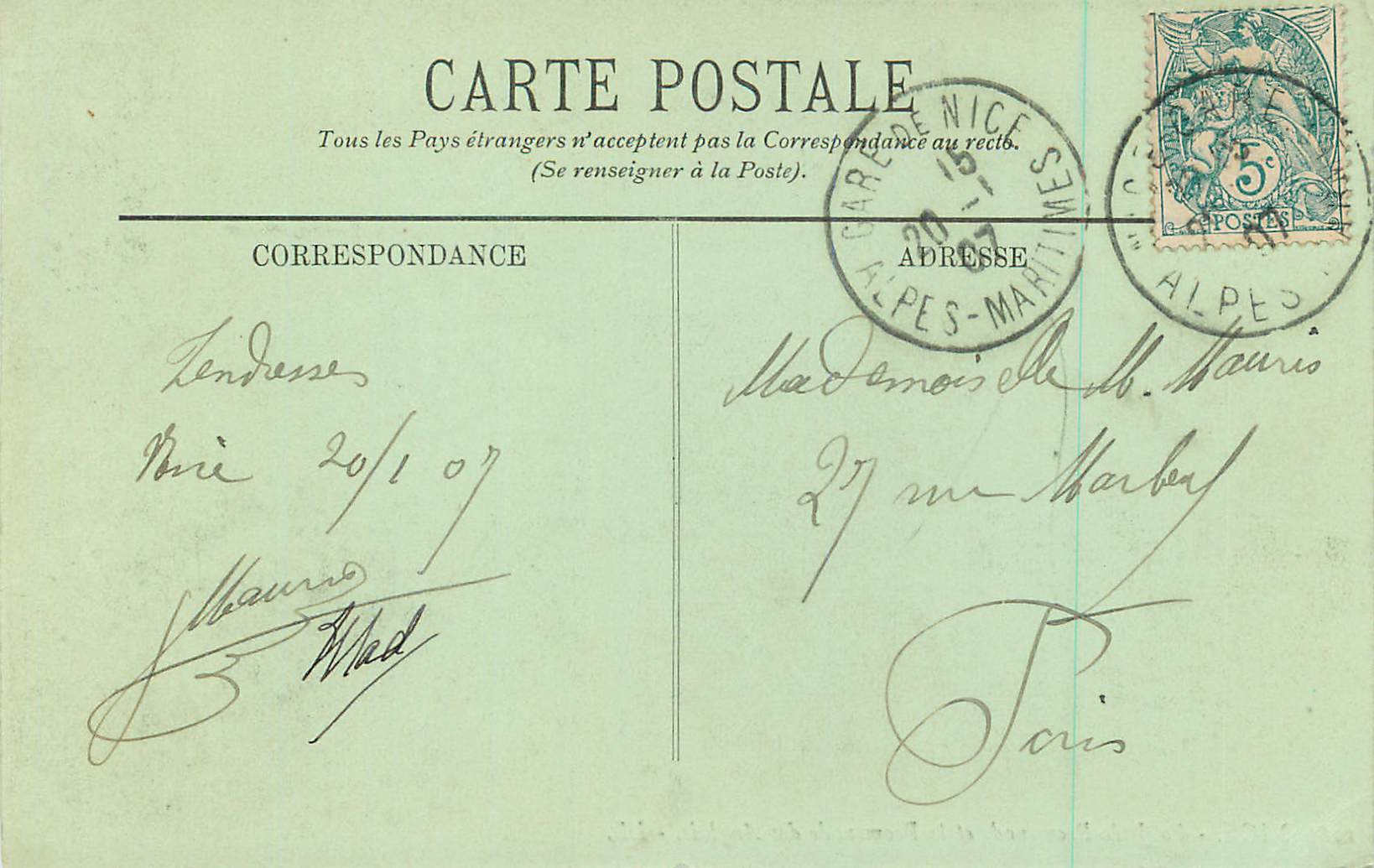 CPA Nice La Jetee Promenade et la Promenade des Anglais — Verso