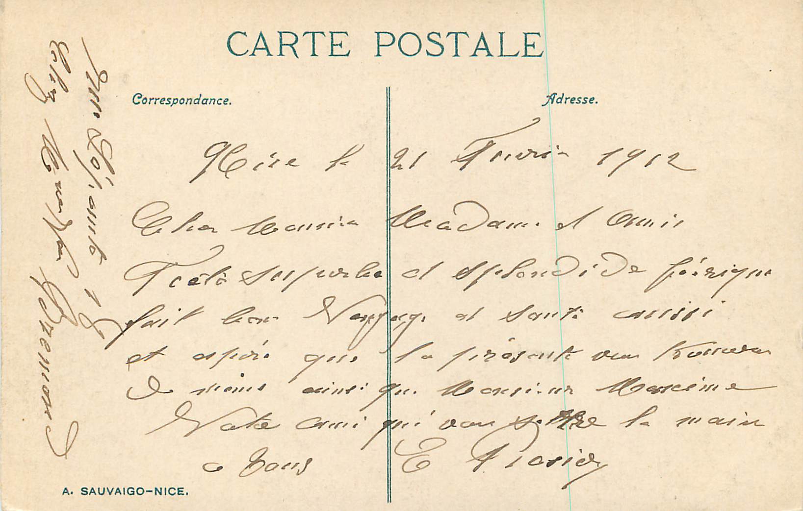 CPA Nice Le Palais de la Jetee Promenade — Rückseite