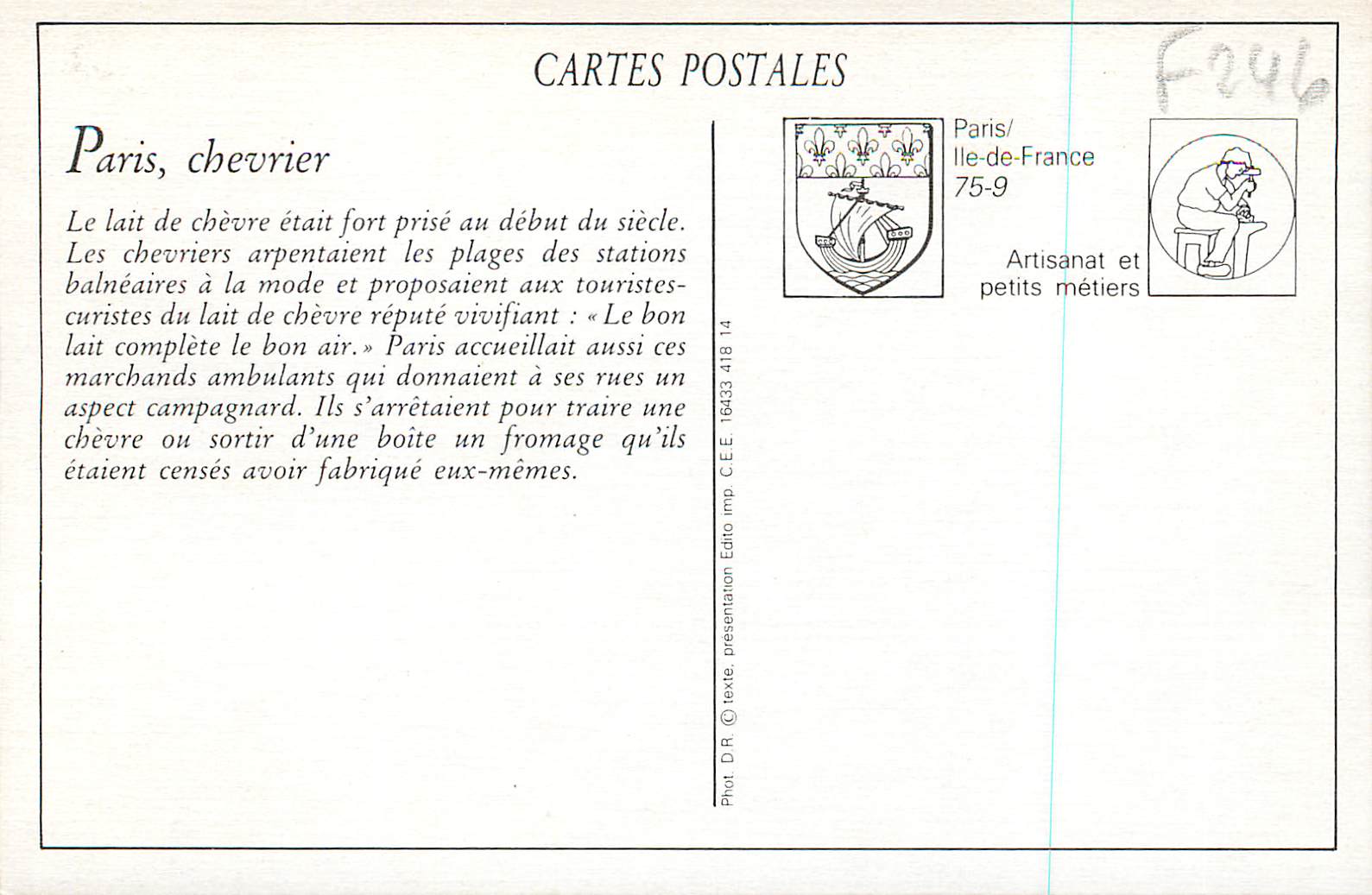 REPRO Les Petits Metiers de Paris Le Chevrier — Rückseite