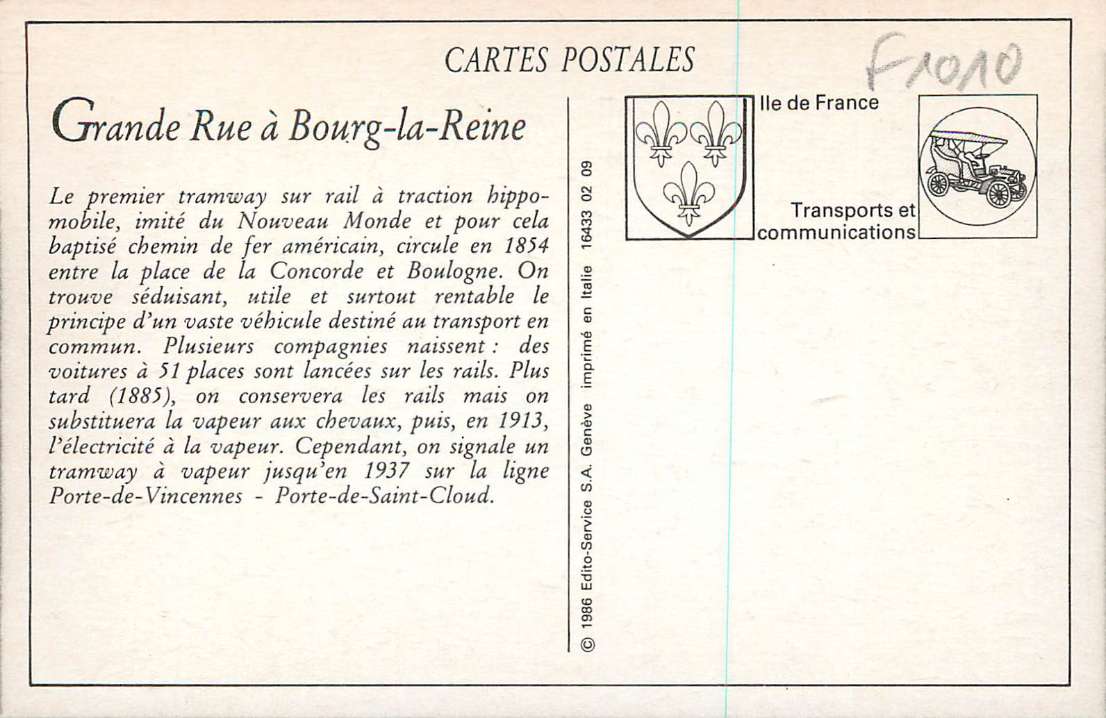 REPRO Bourg la Reine Grande Rue — Rückseite